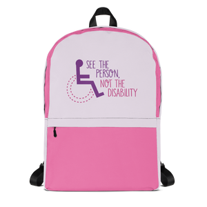 school backpack see the person not the disability wheelchair inclusion inclusivity acceptance special needs awareness diversity