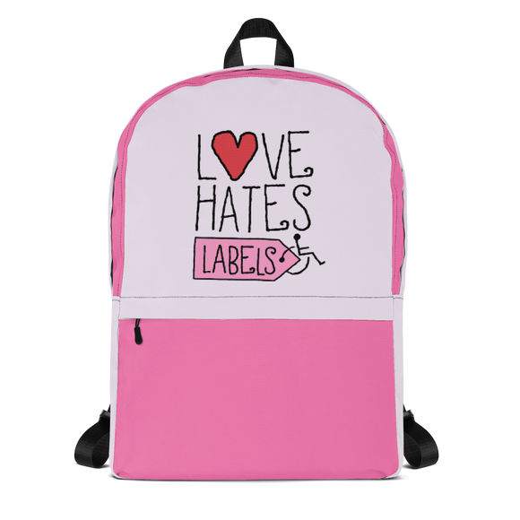 school backpack Love Hates Labels disability special needs awareness diversity wheelchair inclusion inclusivity acceptance