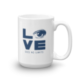 Love Sees No Limits (Halftone Stacked Design, Mug)