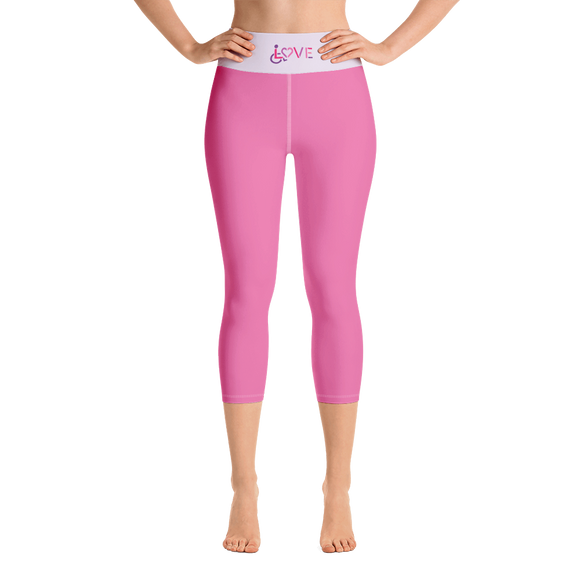 Capri Yoga Leggings showing love for the special needs community heart disability wheelchair diversity awareness acceptance disabilities inclusivity inclusion