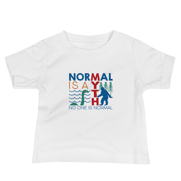 baby shirt normal is a myth big foot loch ness lochness yeti sasquatch disability special needs awareness inclusivity acceptance activism