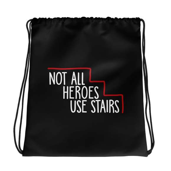drawsting bag Not All Heroes Use Stairs hero role model super star ableism disability rights inclusion wheelchair disability inclusive disabilities