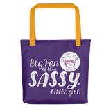 Big Fan of this Sassy Little Girl (Esperanza - Raising Dion) Purple Tote Bag