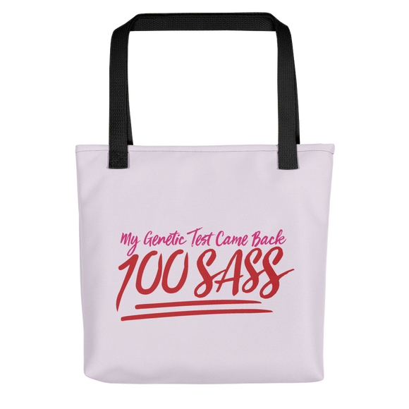 tote bag pink My Genetic Test Came Back 100 Sass sassy DNA 100 100% results Raising Dion Esperanza Sammi Haney rare disease chromosomes