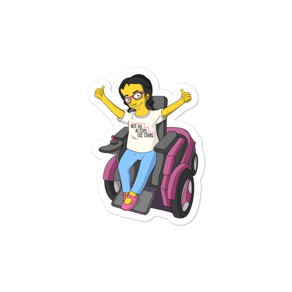 sticker Not All Actor Use Stairs yellow cartoon Raising Dion Esperanza Netflix Sammi Haney ableism disability rights inclusion wheelchair actors disabilities actress