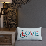 pillow showing love for the special needs community heart disability wheelchair diversity awareness acceptance disabilities inclusivity inclusion