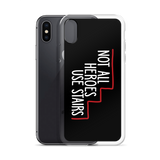 Not All Heroes Use Stairs (Black iPhone Case)