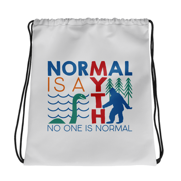 drawstring bag normal is a myth big foot loch ness lochness yeti sasquatch disability special needs awareness inclusivity acceptance activism