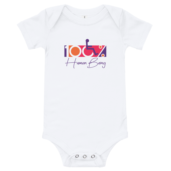 baby onesie babysuit bodysuit 100% Human Being disabled handicapped disability special needs awareness inclusivity acceptance activism