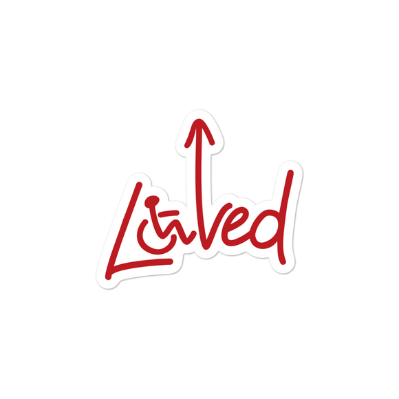 sticker Loved arrow love disability disabilities wheelchair impaired special needs parent awareness diversity inclusion inclusivity acceptance