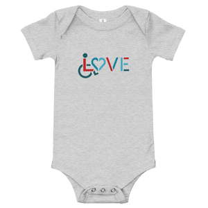 baby onesie babysuit bodysuit showing love for the special needs community heart disability wheelchair diversity awareness acceptance disabilities inclusivity inclusion
