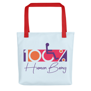 tote bag 100% Human Being disabled handicapped disability special needs awareness inclusivity acceptance activism