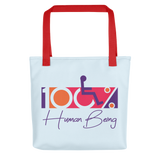 tote bag 100% Human Being disabled handicapped disability special needs awareness inclusivity acceptance activism