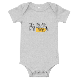 baby onesie babysuit bodysuit See people not labels label disability special needs awareness diversity wheelchair inclusion inclusivity acceptance