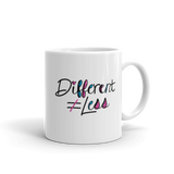 Different Does Not Equal Less (As Seen on Netflix's Raising Dion) Mug with Digital Glitter