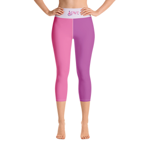 Yoga capri leggings showing love for the special needs community heart disability wheelchair diversity awareness acceptance disabilities inclusivity inclusion