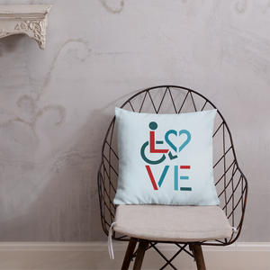 pillow showing love for the special needs community heart disability wheelchair diversity awareness acceptance disabilities inclusivity inclusion