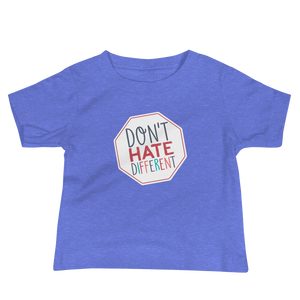 baby shirt Don’t hate different stop inclusiveness discrimination prejudice ableism disability special needs awareness diversity inclusion acceptance