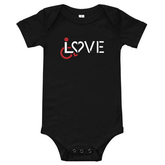 baby onesie babysuit bodysuit showing love for the special needs community heart disability wheelchair diversity awareness acceptance disabilities inclusivity inclusion