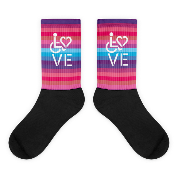 striped socks showing love for the special needs community heart disability wheelchair diversity awareness acceptance disabilities inclusivity inclusion