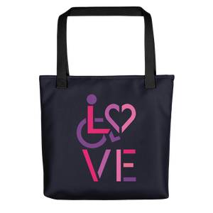 tote bags showing love for the special needs community heart disability wheelchair diversity awareness acceptance disabilities inclusivity inclusion