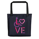 tote bags showing love for the special needs community heart disability wheelchair diversity awareness acceptance disabilities inclusivity inclusion