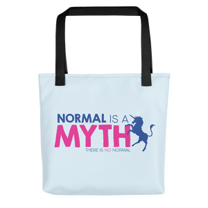Tote bag normal is a myth unicorn peer pressure popularity disability special needs awareness inclusivity acceptance activism