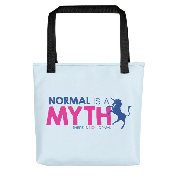 Tote bag normal is a myth unicorn peer pressure popularity disability special needs awareness inclusivity acceptance activism