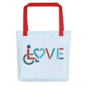 tote bag showing love for the special needs community heart disability wheelchair diversity awareness acceptance disabilities inclusivity inclusion