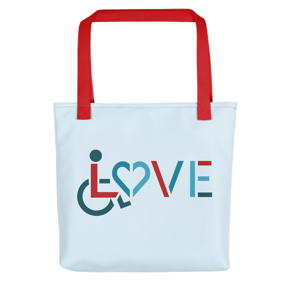 tote bag showing love for the special needs community heart disability wheelchair diversity awareness acceptance disabilities inclusivity inclusion