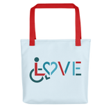 tote bag showing love for the special needs community heart disability wheelchair diversity awareness acceptance disabilities inclusivity inclusion