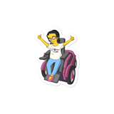 sticker yellow cartoon drawing illustration of Esperanza in wheelchair from Raising Dion Netflix Sammi Haney sassy girl pink glasses fan disability osteogenesis imperfecta