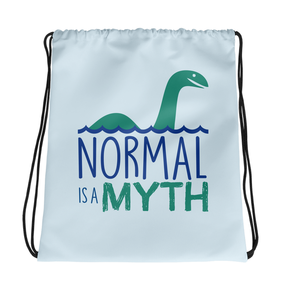 drawstring bag normal is a myth loch ness monster lochness peer pressure popularity disability special needs awareness inclusivity acceptance activism