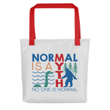 tote bag normal is a myth big foot loch ness lochness yeti sasquatch disability special needs awareness inclusivity acceptance activism