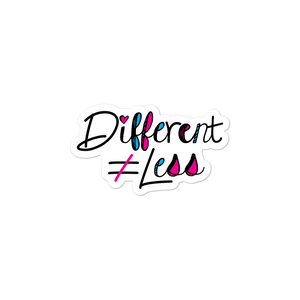 sticker Different Does Not Equal Less Netflix Raising Dion Esperanza Sammi Haney #DDNEL disability inclusion wheelchair awareness