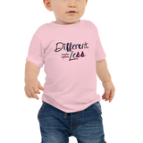 Different Does Not Equal Less (As Seen on Netflix's Raising Dion) Pink Baby Shirt with Digital Glitter