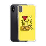 Love Hates Labels (Yellow iPhone Case)