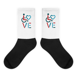 socks showing love for the special needs community heart disability wheelchair diversity awareness acceptance disabilities inclusivity inclusion
