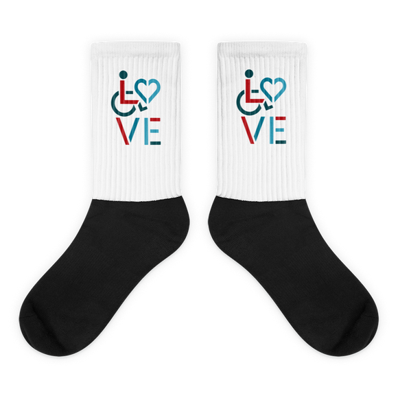 socks showing love for the special needs community heart disability wheelchair diversity awareness acceptance disabilities inclusivity inclusion