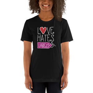 shirt Love Hates Labels disability special needs awareness diversity wheelchair inclusion inclusivity acceptance