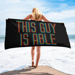 Men's beach towel This Guy is Able abled ability abilities differently abled able-bodied disabilities men man disability disabled wheelchair