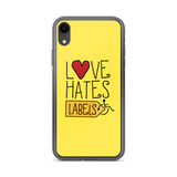 Love Hates Labels (Yellow iPhone Case)