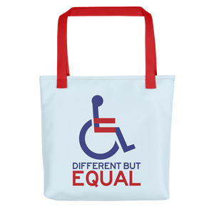 tote bag different but equal disability logo equal rights discrimination prejudice ableism special needs awareness diversity wheelchair inclusion acceptance