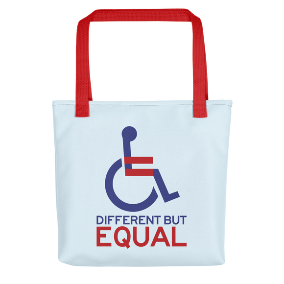 tote bag different but equal disability logo equal rights discrimination prejudice ableism special needs awareness diversity wheelchair inclusion acceptance
