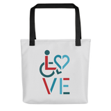 tote bag showing love for the special needs community heart disability wheelchair diversity awareness acceptance disabilities inclusivity inclusion