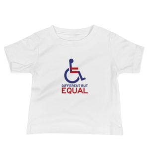 baby shirt different but equal disability logo equal rights discrimination prejudice ableism special needs awareness diversity wheelchair inclusion acceptance