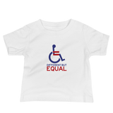 baby shirt different but equal disability logo equal rights discrimination prejudice ableism special needs awareness diversity wheelchair inclusion acceptance