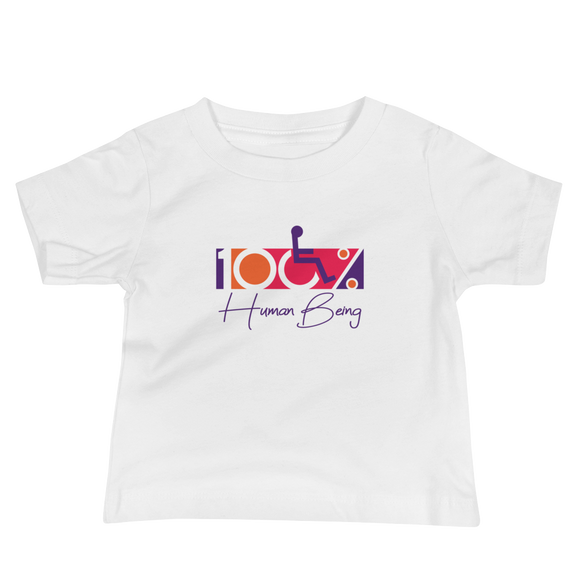 baby Shirt 100% Human Being disabled handicapped disability special needs awareness inclusivity acceptance activism