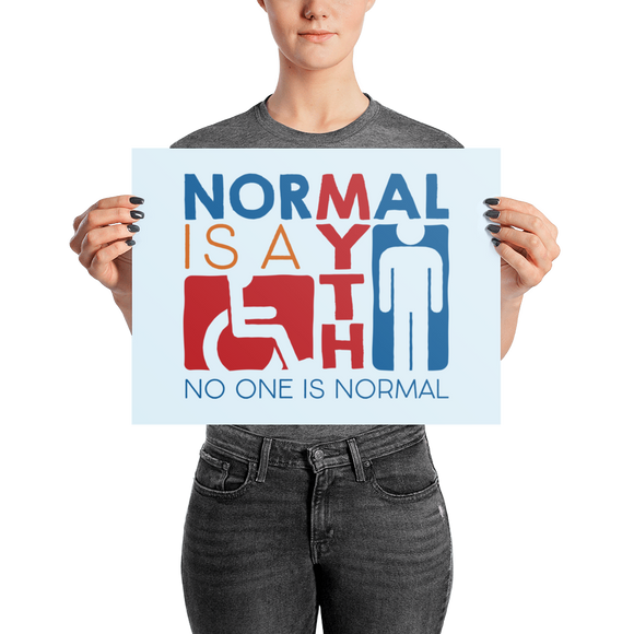 poster Normal is a myth sign icons people disabled handicapped able-bodied non-disabled popularity disability special needs