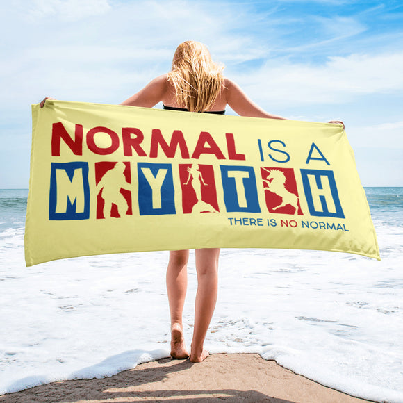 beach towel normal is a myth big foot mermaid unicorn peer pressure popularity disability special needs awareness inclusivity acceptance activism